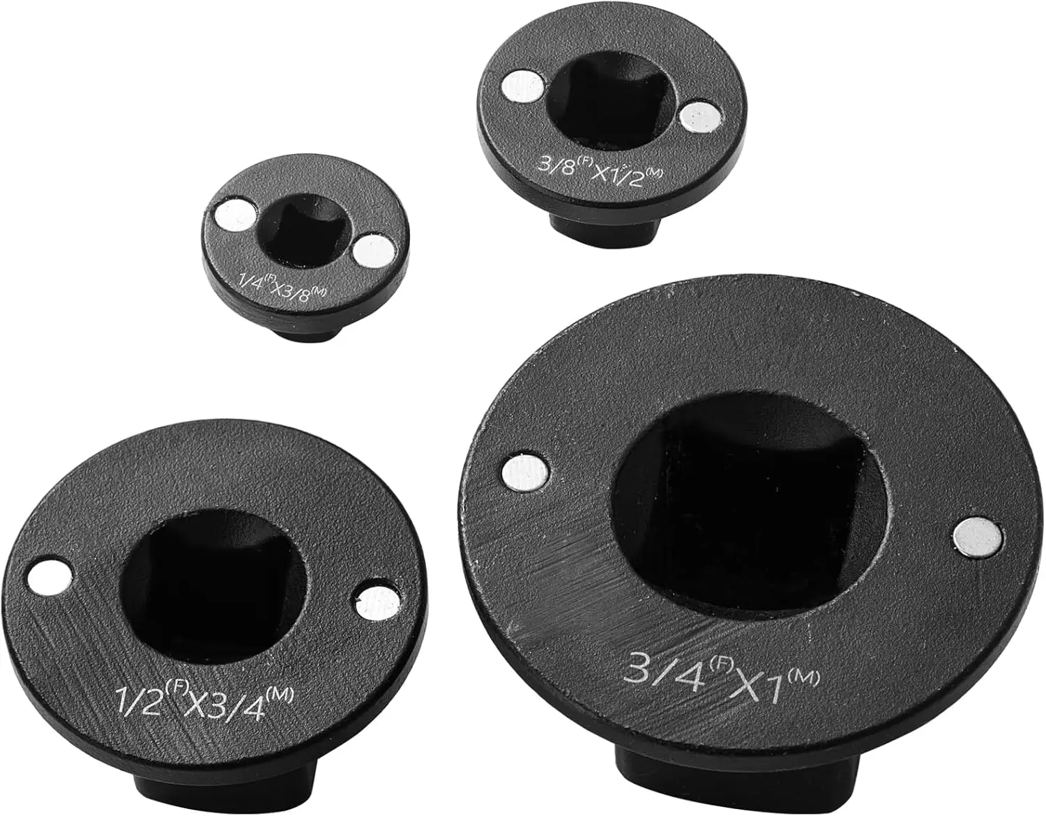 4-Piece Low Profile Drive Socket Adapter Set for Tight Spaces - 3/4"-1", 1/2"-3/4", 1/2"-3/8", 1/4"-3/8" Drive Ratchet Compatibility, Drive Sockets