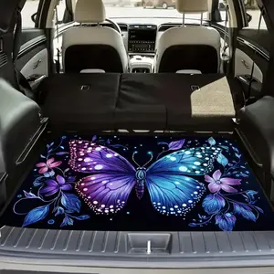 Colorful Butterfly Car Trunk Mat All Weather Protective Cargo Liner Universal Custom Fit for Most Cars SUV Van Waterproof Durable Trunk Accessories
