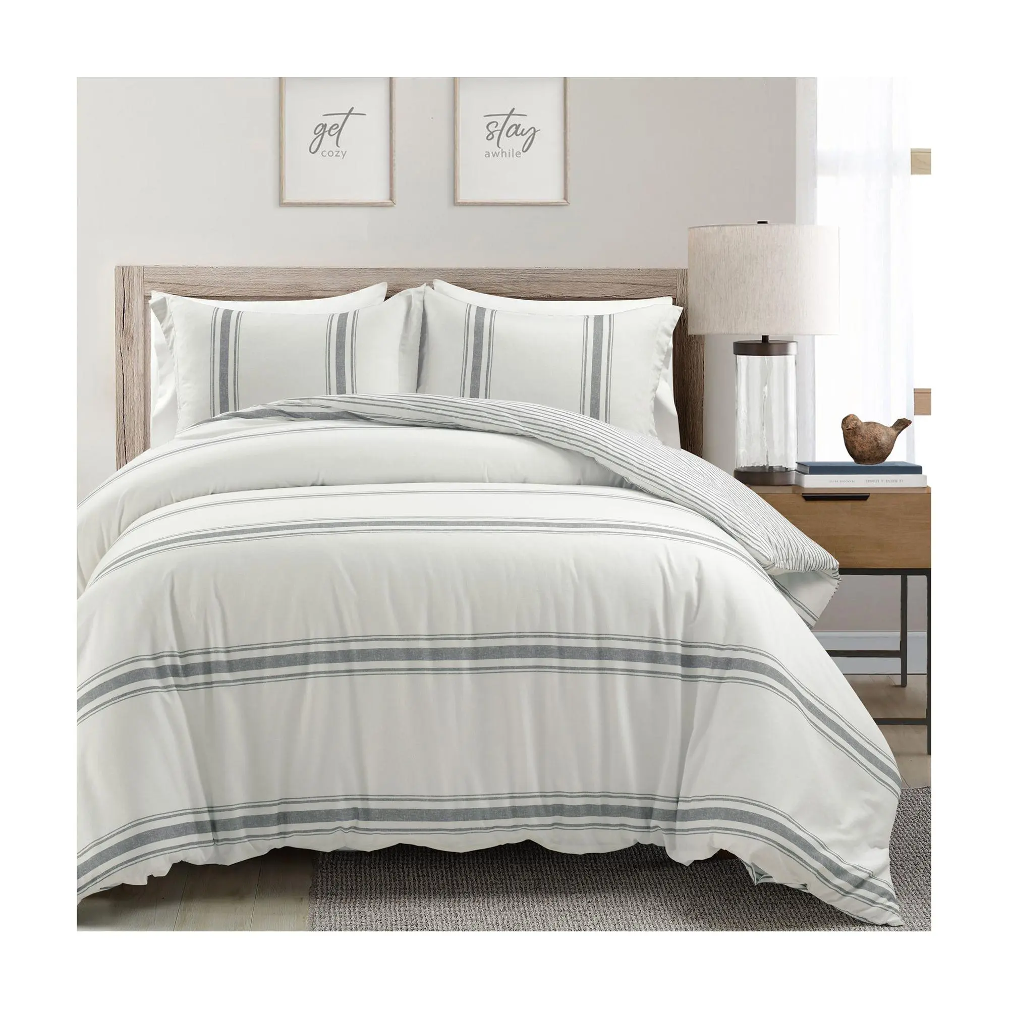 Lush Decor Farmhouse Stripe Duvet Cover Set - Full/Queen