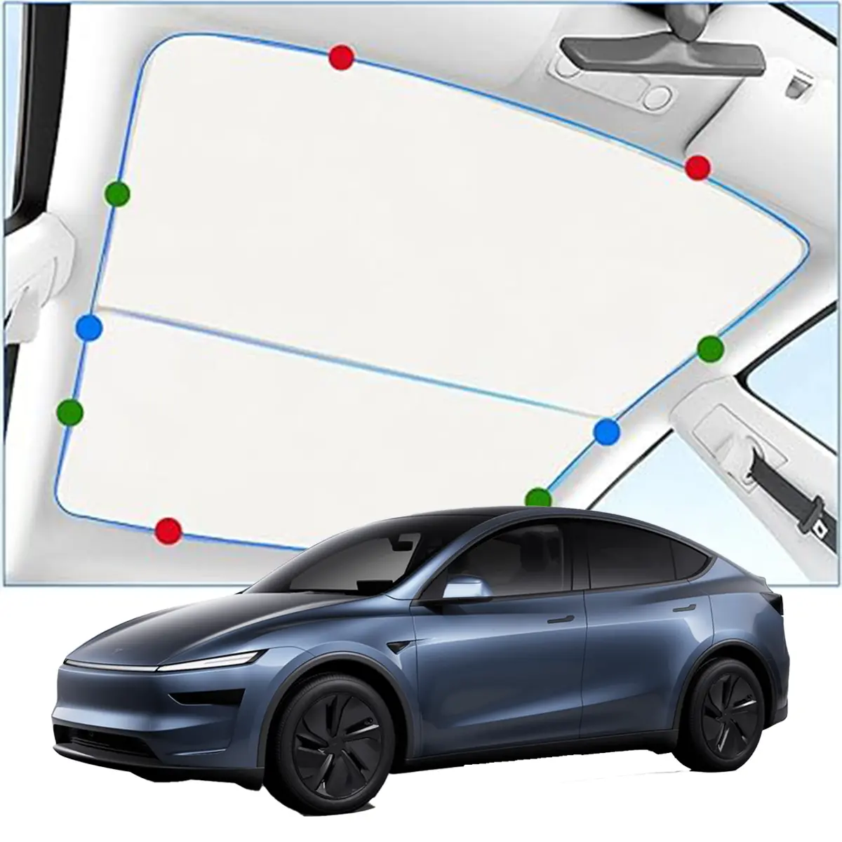 For Tesla Model 3/Y 2017-2025 Upgraded Sunshade Roof Cover - Premium Heat Blocking Sun Protection for Top Windows with Removable Design