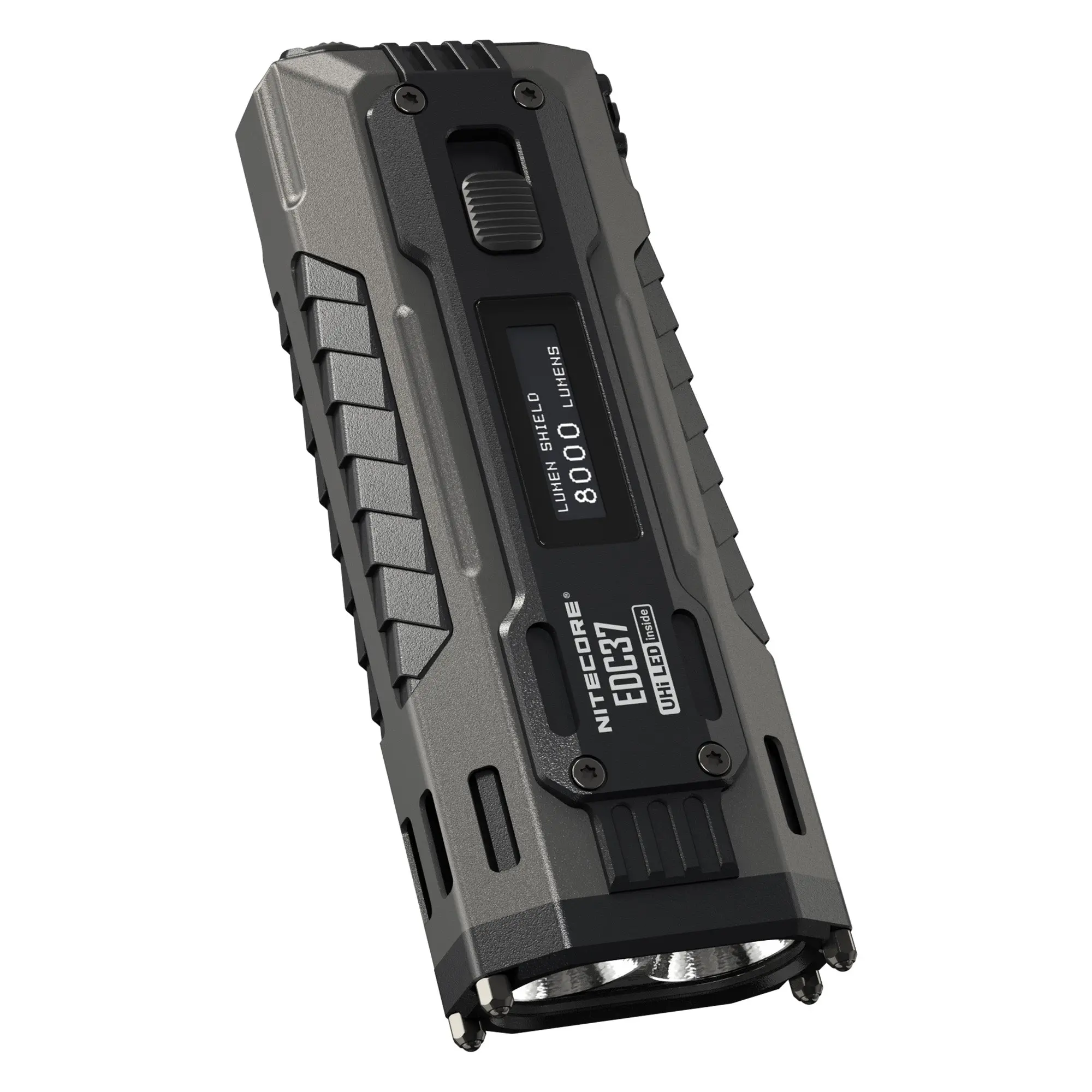 Nitecore EDC37 High-Lumen LED Tactical Everyday Carry Flashlight - 8000-Lumen 7oz USB-C Rechargeable Adult Handheld Tool with OLED Screen, Lockout Safety, Tactical Accessories for Home Improvement Emergencies