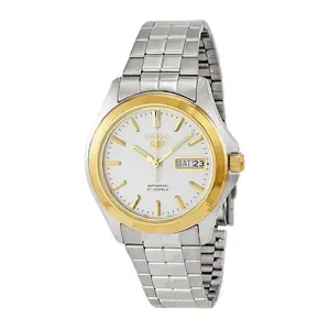 Seiko 5 Automatic Two-Tone Men's Watch 37mm Gold Face & Silver Stainless Steel Bracelet Classic Design