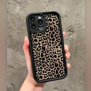 Case for iPhone 17 Pro Max 16 Plus 15 14 13 12 11 Air E Stylish Simple Leopard Hair Trendy Pattern Pocket-Friendly Shockproof Silicone Protective Softcase