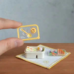 6Pcs Set Detachable 1:6 Scale Mini Dollhouse Picnic Lunch Box for Dollhouse Decor Christmas Easter New Year Gift