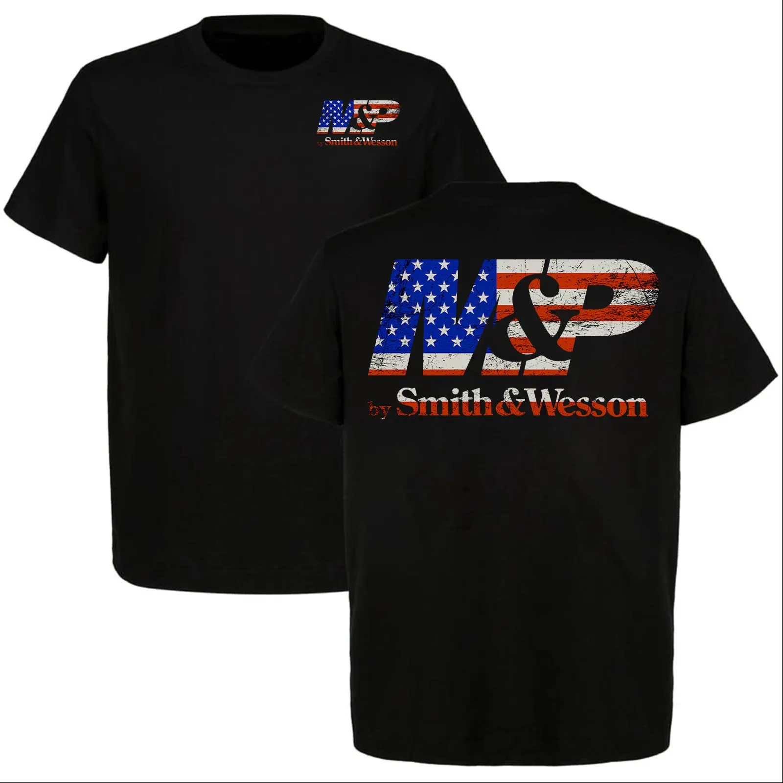 🇺 🇸 🔫 🪖 2026 M&P American Flag T-Shirt, Tactical Gun Graphic Tee, Patriotic Firearm Shirt, Shooting Range Vintage Mens Tee