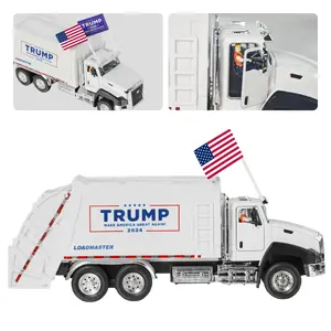 The 47th President Donald Trump 2024 Garbage Truck 1:50 Scale Pull Back Metal Model Toy - Gift for Trump Fans, Election Souvenirs【SummerVibes]