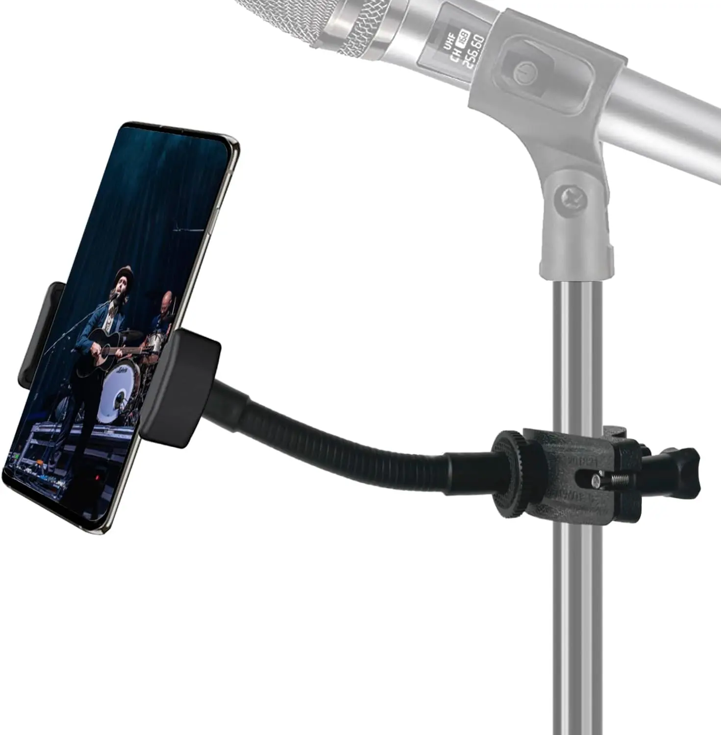 Mic Stand Phone Holder, Flexible Phone Holder for Microphone Stand, Adjustable  Mic Stand Holders, Music Stands Phone Holders for  14 13 12 MAX Pro  Galaxy  Smartphones