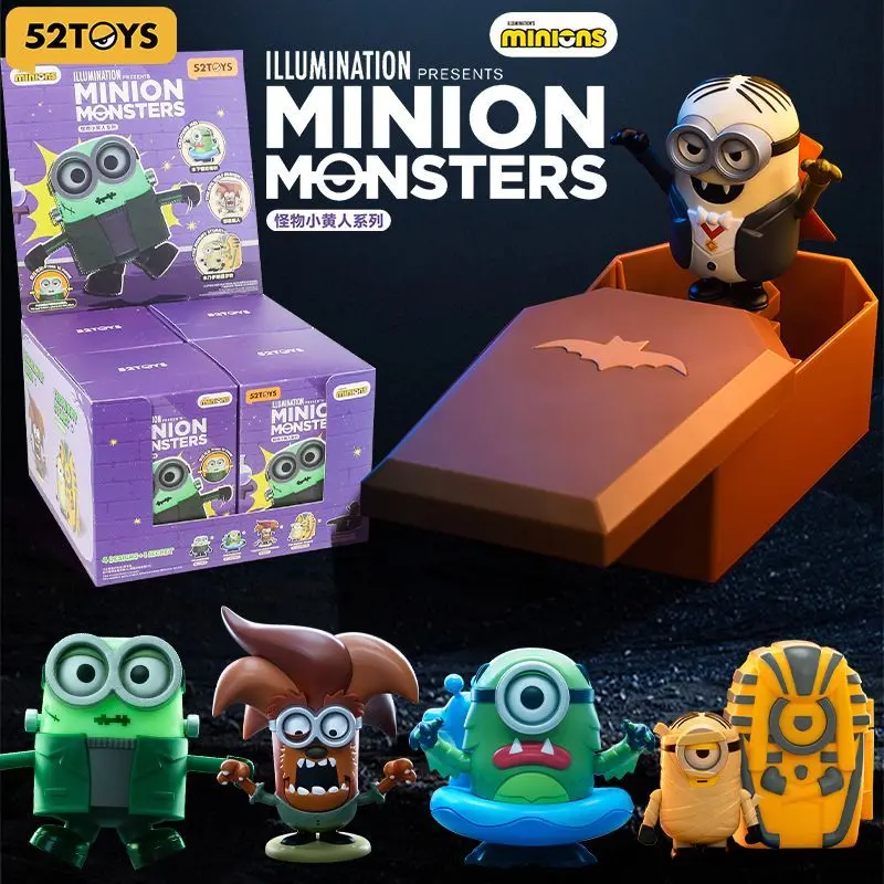 Official Minion Monsters Wind-Up Action Figure Mystery Blind Box - 4 Regular Styles & Rare Secret Vampire Edition - Spooky Collectible Toy, Halloween Gift
