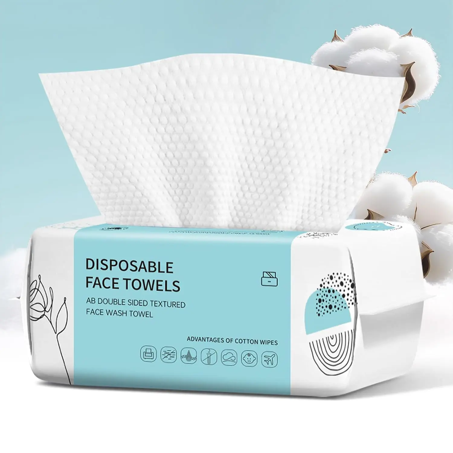 Face Towels, Disposable Face Towel 100 Count, Makeup Remover Dry Wipes, Soft Cotton Dry Wipes Facial Cloths Towelettes for Washing and Drying, Facial Tissue for Cleansing, Skincare