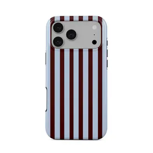 Stylish Minimalist Burgundy Striped Phone Case - Compatible with 17 Air 16 15 14 13 12 11 Pro Max Plus Promax & Samsung 22-25 Ultra Plus Fe EDGE
