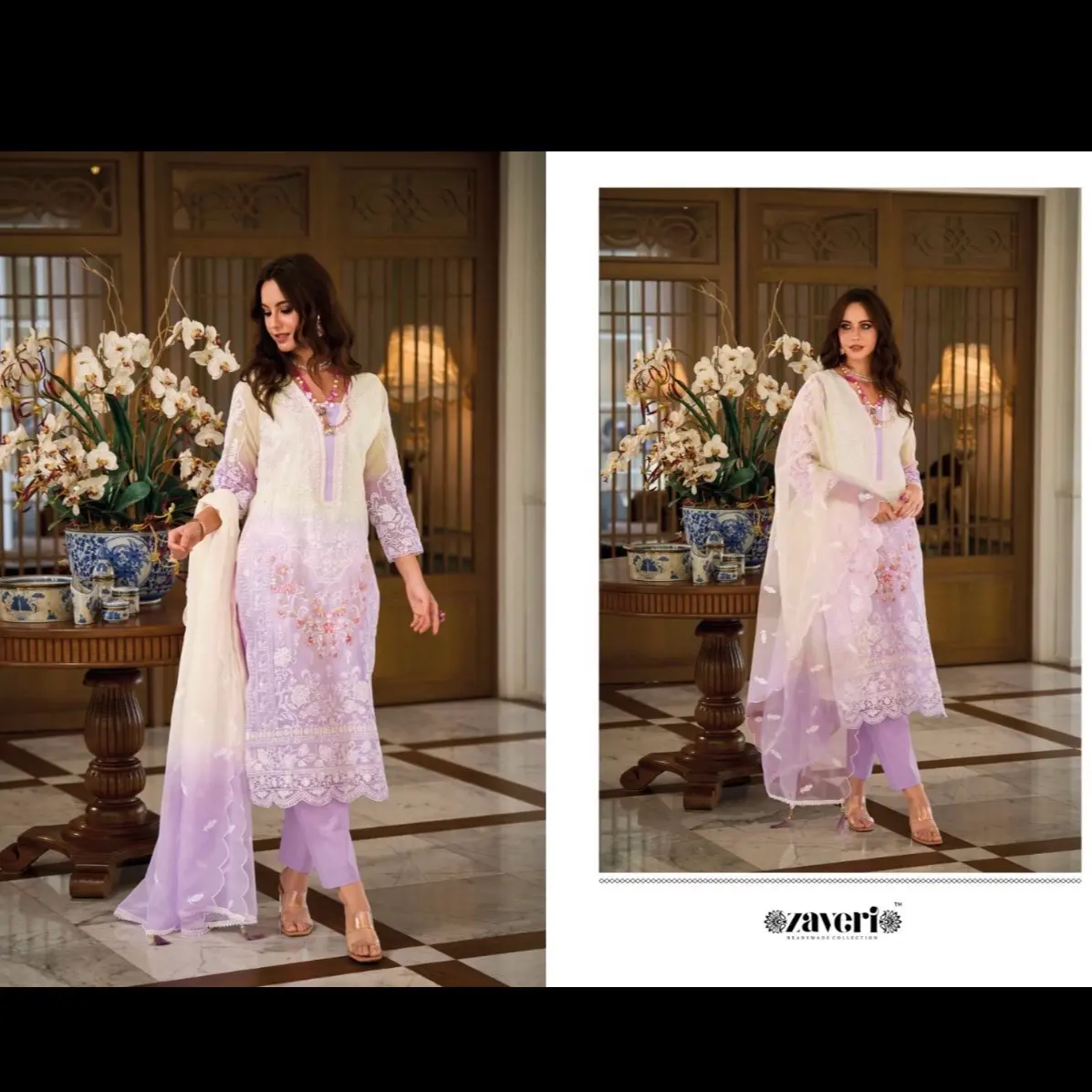 Zaveri soft organza Pakistani kurta salwar set