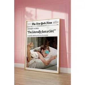 Trendy Newspaper Print New York Wall Art, Retro Magazine Poster, Bedroom Wall Print, Girly Dorm Room Retro Decor