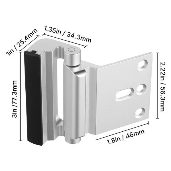 2-Pack Deformation-Free Aluminium Door Locks, 800 lbs Forced Entry Guard for Inward Doors, Security Latch Gates with 3-in Stop, Easy to Clean Home Improvement Extra Layer of Security Lock, Lockable Door Gates