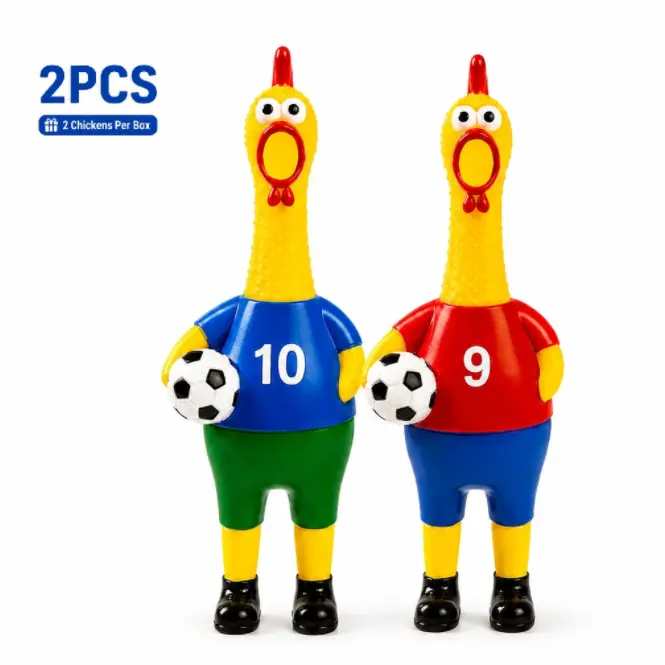 2026 Soccer Scream Chicken Toy, 2PCS Soccer Scream Chicken Toy Set, Funny Football Rubber Chicken Squeeze Toys with Loud Sound, Sports Fan Stress Relief Gift for Kids & Adults