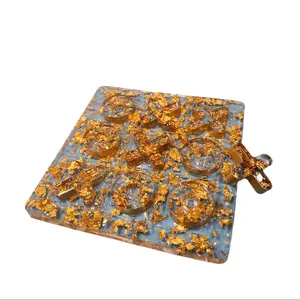 Clear Tic Tac Toe Board with Gold Flakes