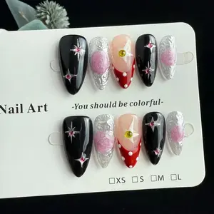 10pcs high-end Star ripples, y2k, millennium Sweet and Cool Spice Girl style handmade fake nails
