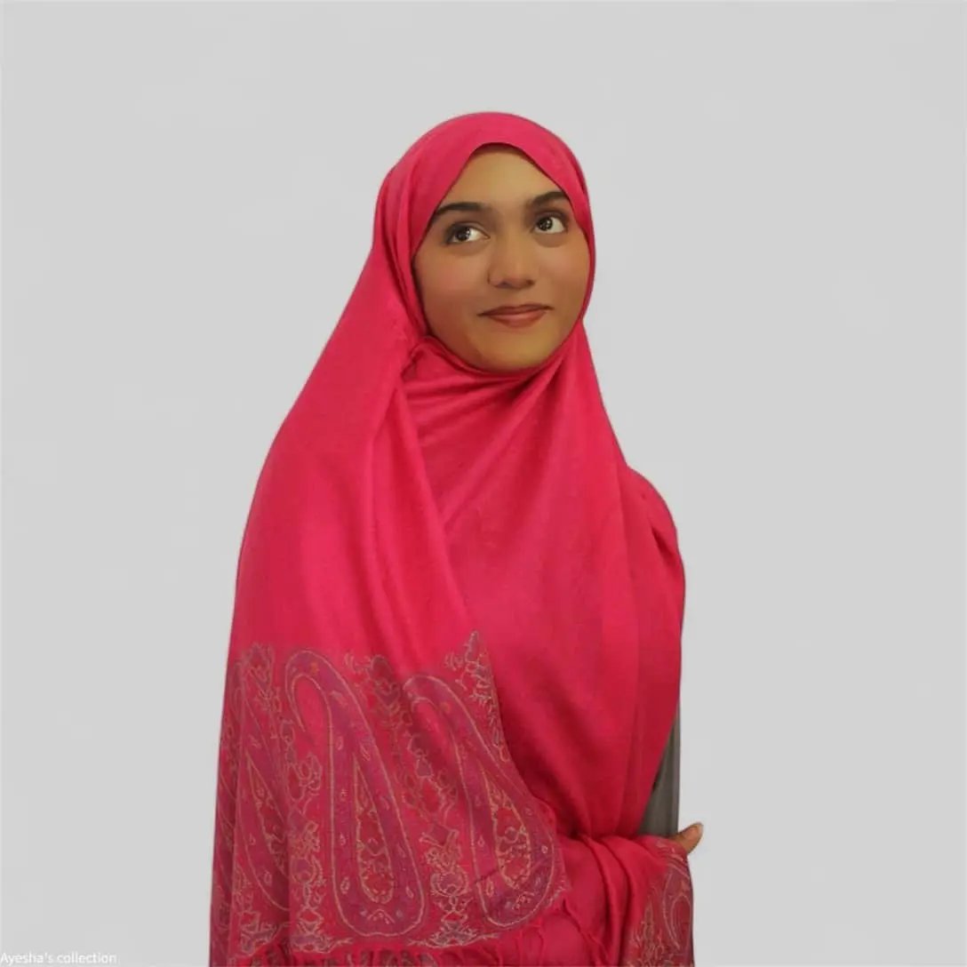 Ayesha's Collection Floral Paisley Pashmina Shawl (Hot Pink) - 70" x 26" Women's Pashmina Shawl Evening Wrap
