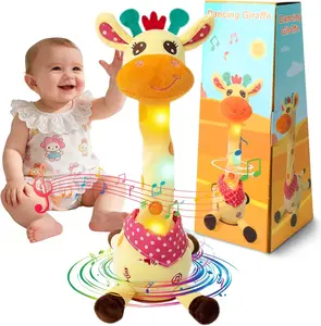 MIAODAM Dancing Giraffe Toddler Toy Colorful Interactive Talking Sight Word Flash Toy Style Plush Stuffed Animals Musical Singing Glowing Mimicking Bedazzled Stuff Cute Girly Gifts Kids Learning Materials Birthday Children's Day Easter Gift for Kids