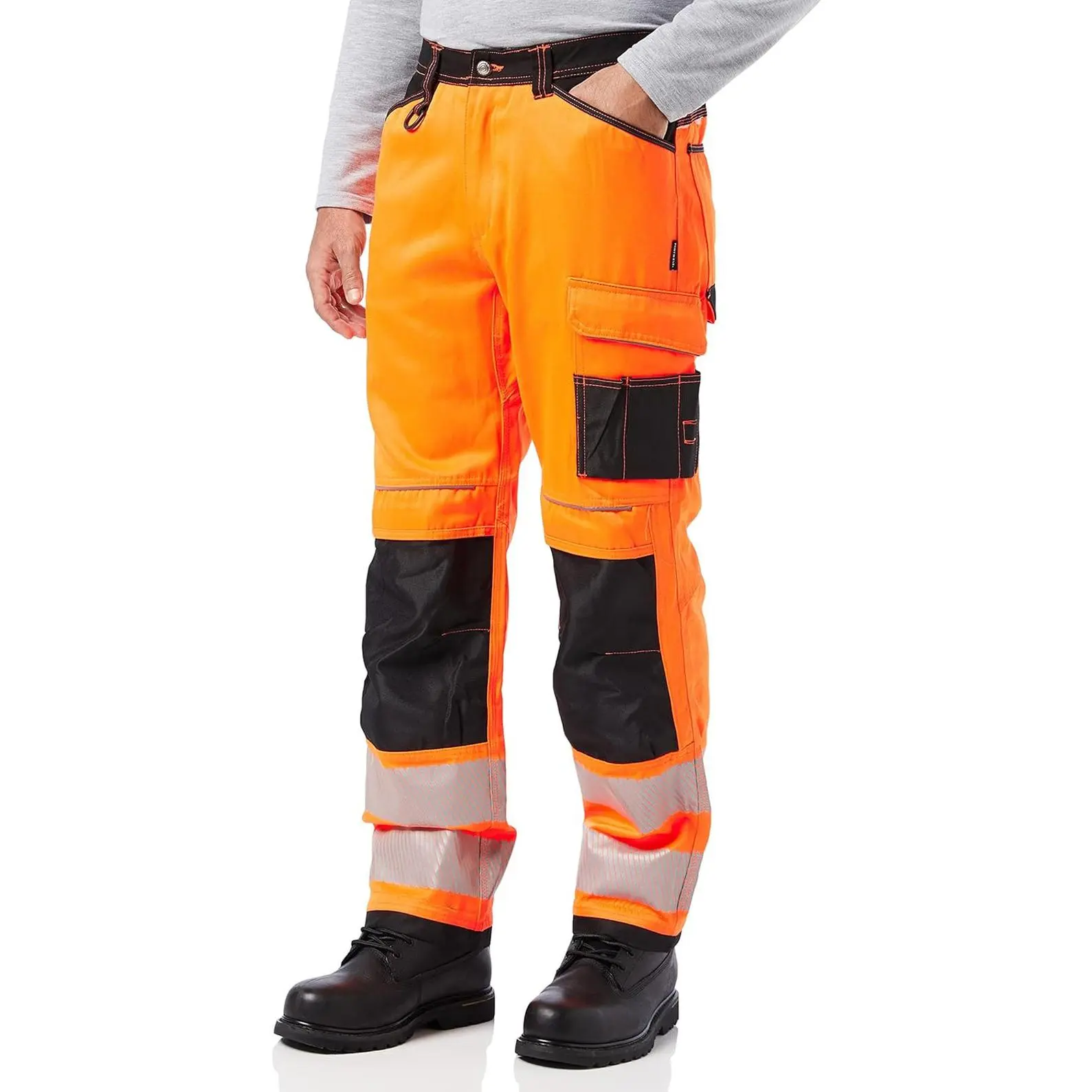 PW340 Hi Vis Work Trousers High Visibility Safety Pants with Durable Polycotton and Kneepad Pockets