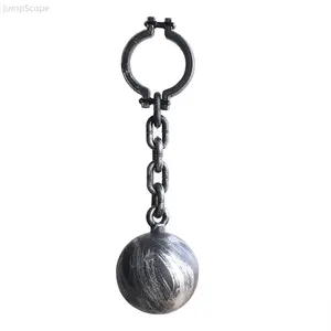 Halloween Plastic Prisoner Shackle Prop, Vintage Rusty Look Handcuff Ankle Cuffs with Chain & Ball Weight, Cosplay Jail Prison Costume Accessory for Party Dress Up