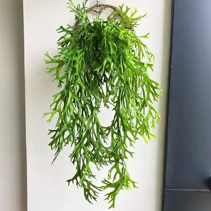 5 Forks Antler Hanging Artificial Ferns 4 Pack, Fake Plastic Greenery Hanging Plants, Indoor Outdoor Wall Ceiling Decoration