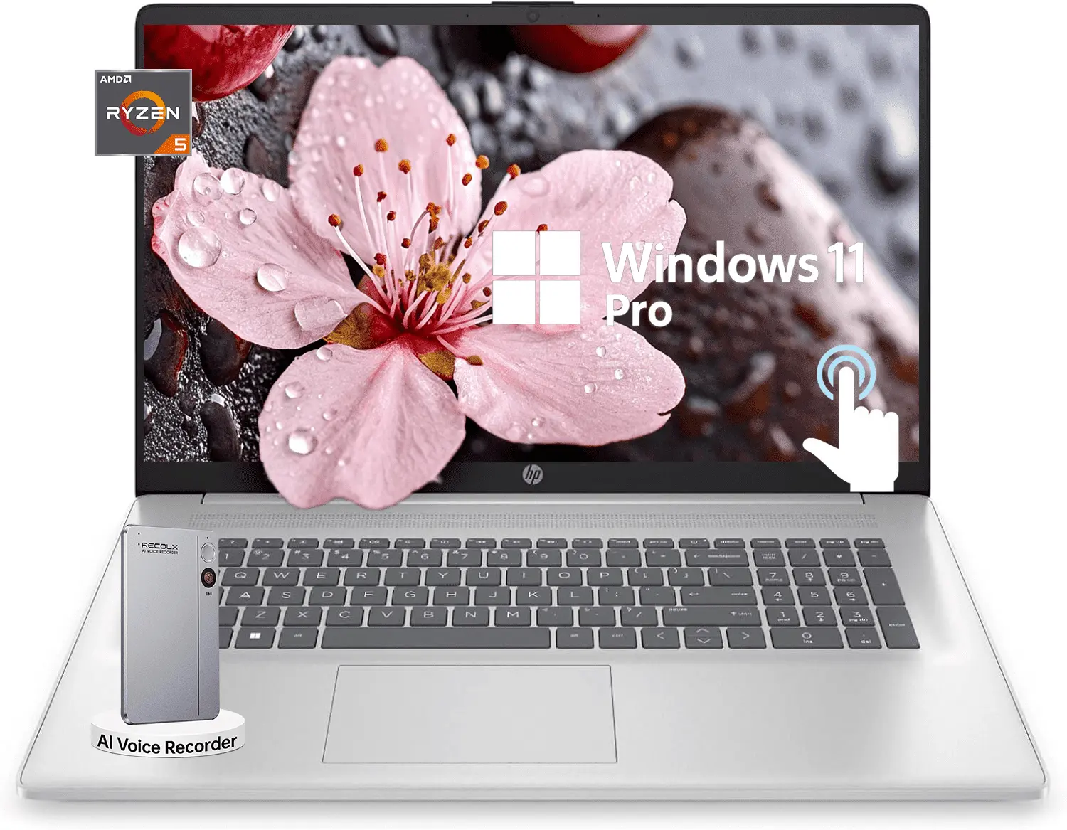 HP 17.3-Inch Flagship Touch Laptop Computer, Ryzen 5 7530U Processor, HD Anti-Glare Screen, 32GB RAM, 1TB SSD, Windows 11 Pro, w/Accessory