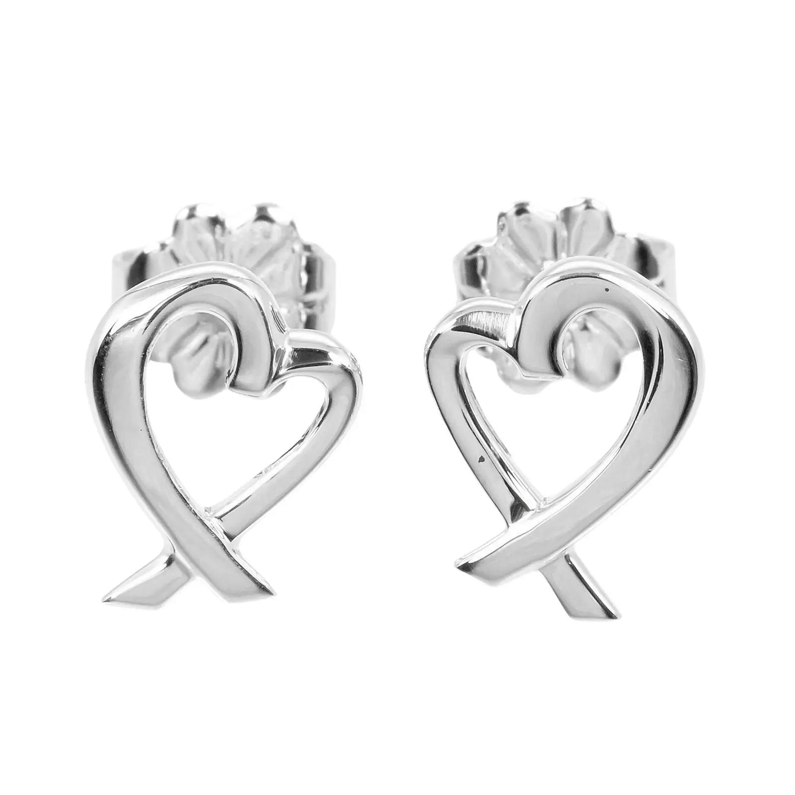 Pre-owned Tiffany & Co. Sterling Silver 925 (Ag925) Small Leather Goods Loving Heart Silver 925 Earrings