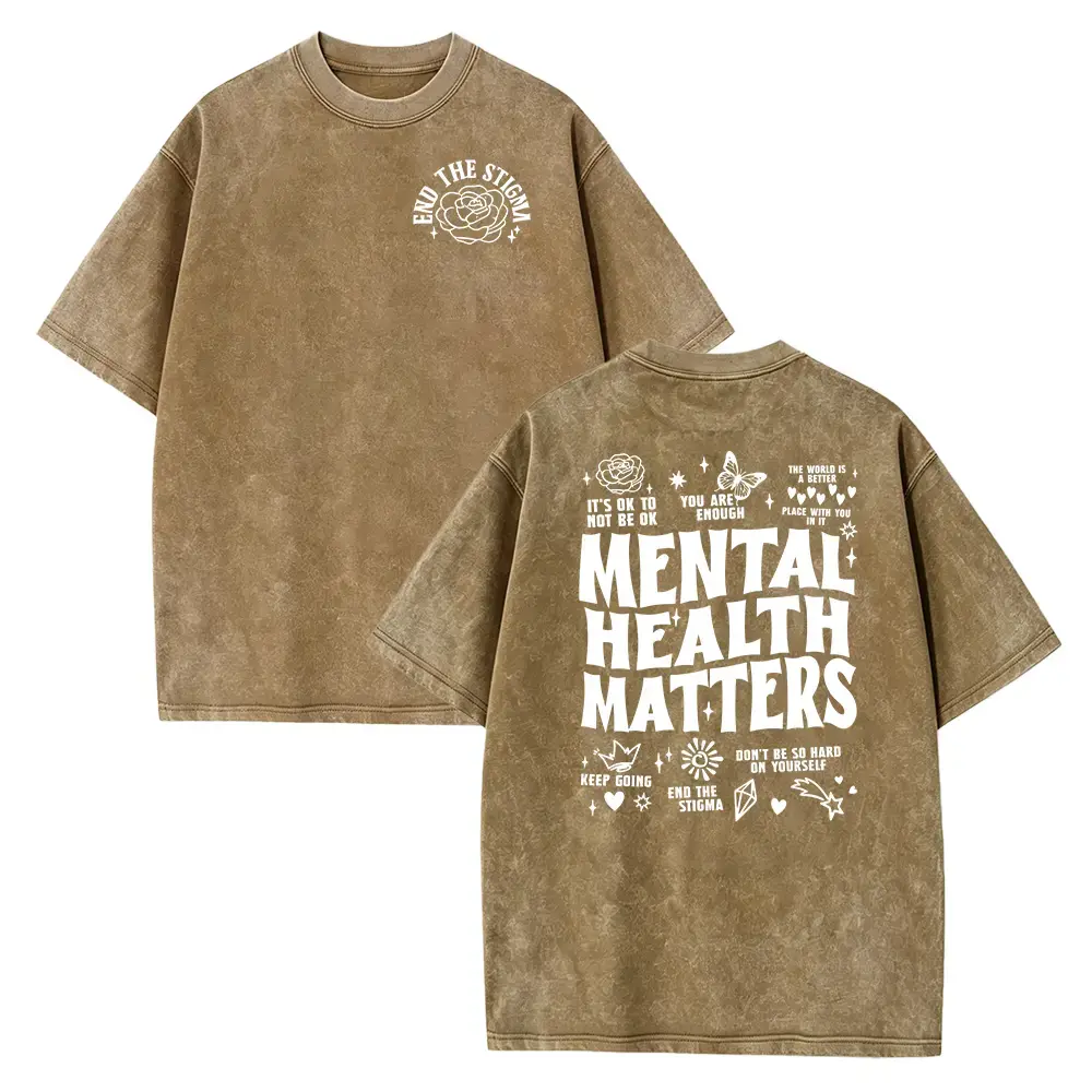 100%Cotton Mental Health Matters" T-Shirt, Positive Affirmation Double-Sided Tee