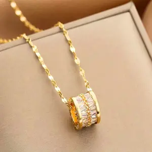 18k gold plated premium lightweight titanium steel necklace - stone details - fade resistant, versatile - elegant choker - suitable for everyday wear for women - gift