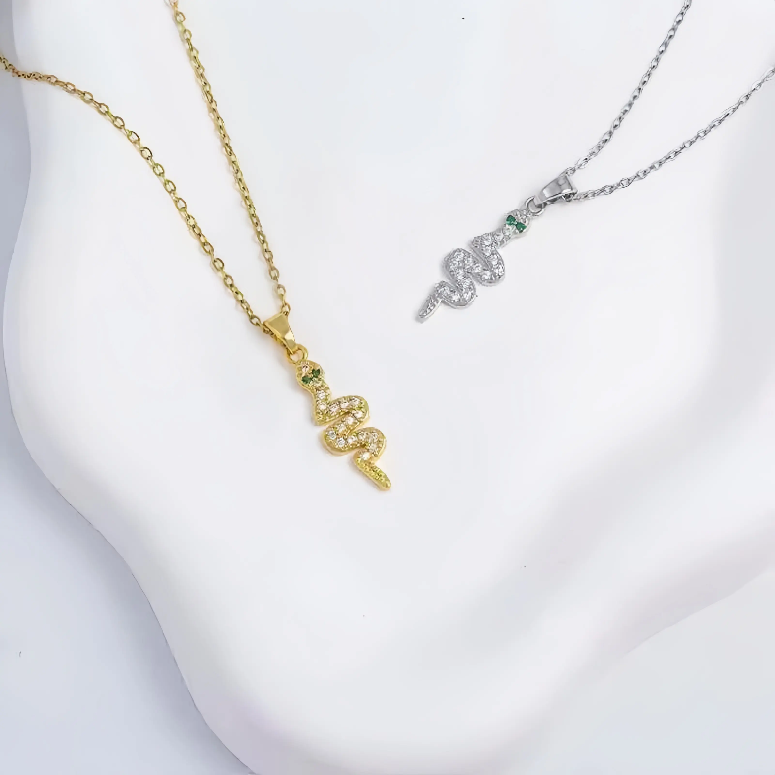 Gold & Silver Snake Necklace | Edgy Unisex Jewelry & Couple Gift English Title: Titanium Steel Snake Pendant Necklace | Adjustable 40+5cm Chain | Gift for Her men's cross