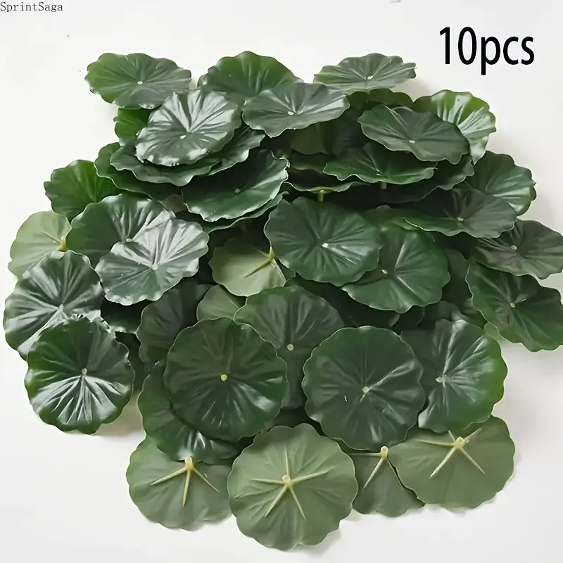 10PCS Artificial Floating Lotus Leaves, Realistic Water Lily Leaves for Pond and Aquarium Decor, Lightweight and Durable Bright Green Plastic Leaves, Perfect for DIY Crafts, Water Garden, Indoor and Outdoor Decoration