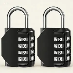 4 Digit Combination Padlock 2-Pack, Waterproof Zinc Alloy Locks with Resettable Code for Tool Boxes, Gym Lockers, School, Gates, Fences and Storage Cabinets, Reusable and Durable, Black