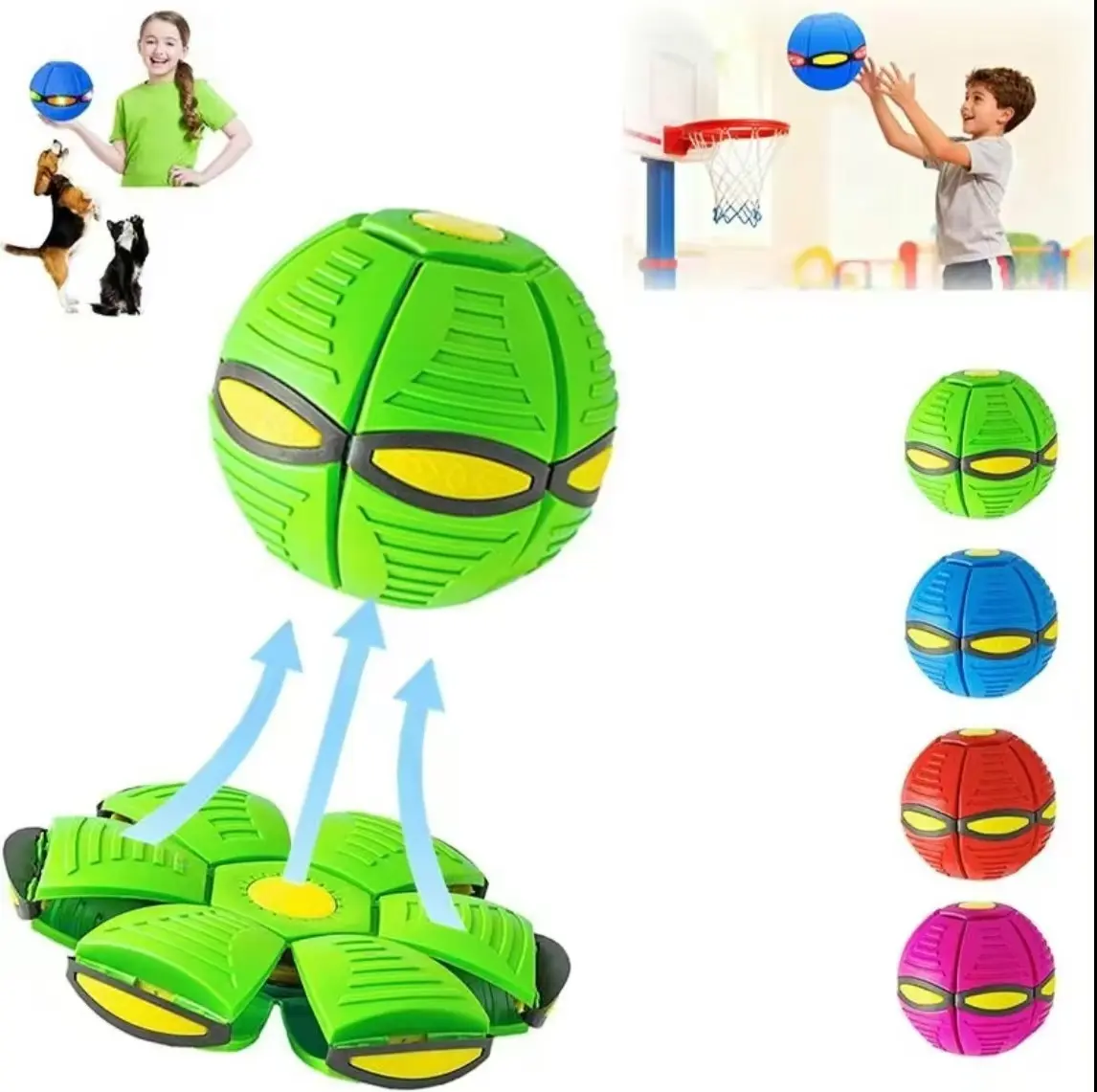 Magic Ball, Magic Meta Ball,Children's Bouncing Ball Magic Flying Saucer Bouncy Ball for Parent-child Interaction Flat Ball Disc Toy Educational Body Exercise Reaction Thickened Explosion-proof Smooth - Play