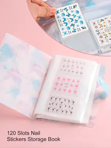 120-Slot Nail Sticker Organizer Binder, Large Capacity Display & Collection Book for Nail Art Stickers, Essential Tool for Manicure Enthusiasts