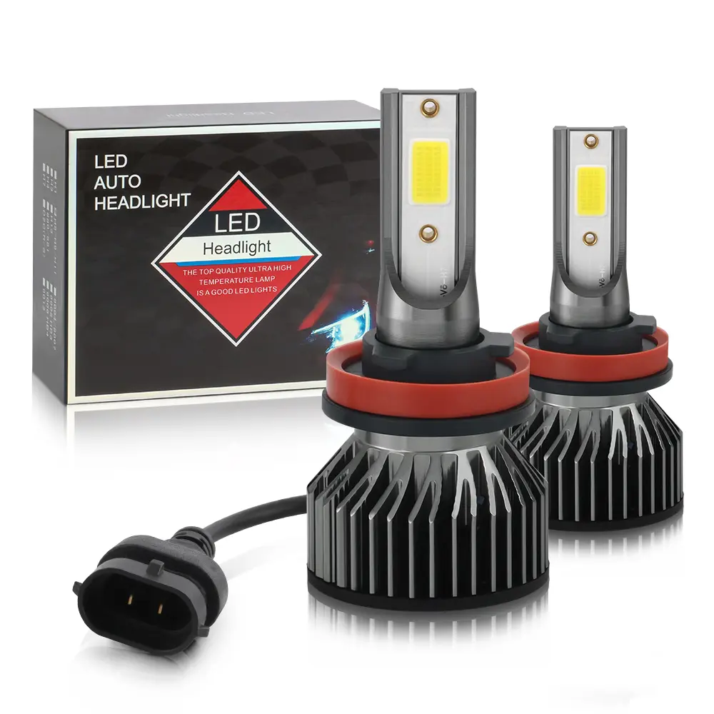 LED Headlight Bulbs, Integrated High and Low Beam Car Retrofit Headlights, V6 Mini Car LED Headlights, 2400LM, 6000K Cool White Vehicle Lighting, Super Bright LED Headlight Bulbs, Suitable for Cars with H1/H4/H7/H8/H9/H11/9005 Models