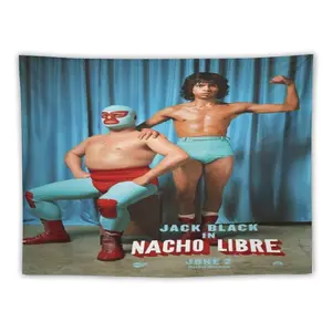 Nacho Libre and Stephen Retro Poster  Tshirt  Tapestry Tapestry for Bedroom, College Dorm and Home Decor 60"x40", Funny Meme Wall Tapestries for Boy Girl Birthday Gifts