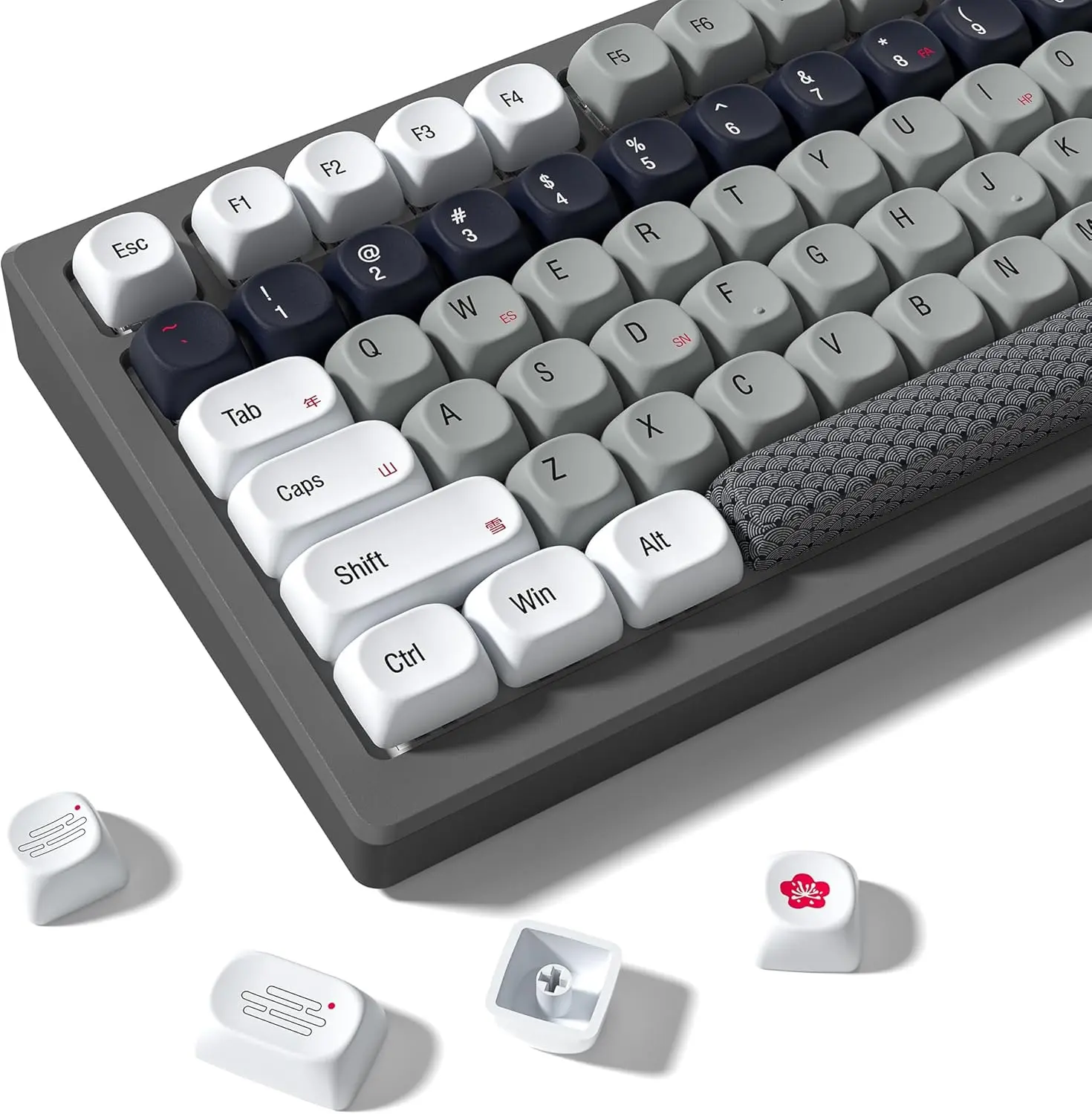 Womier MOA Profile Anime Theme Keycaps, Durable PBT Material, Japanese Style Set for Most US Layout Cherry MX Switches Mechanical Keyboards