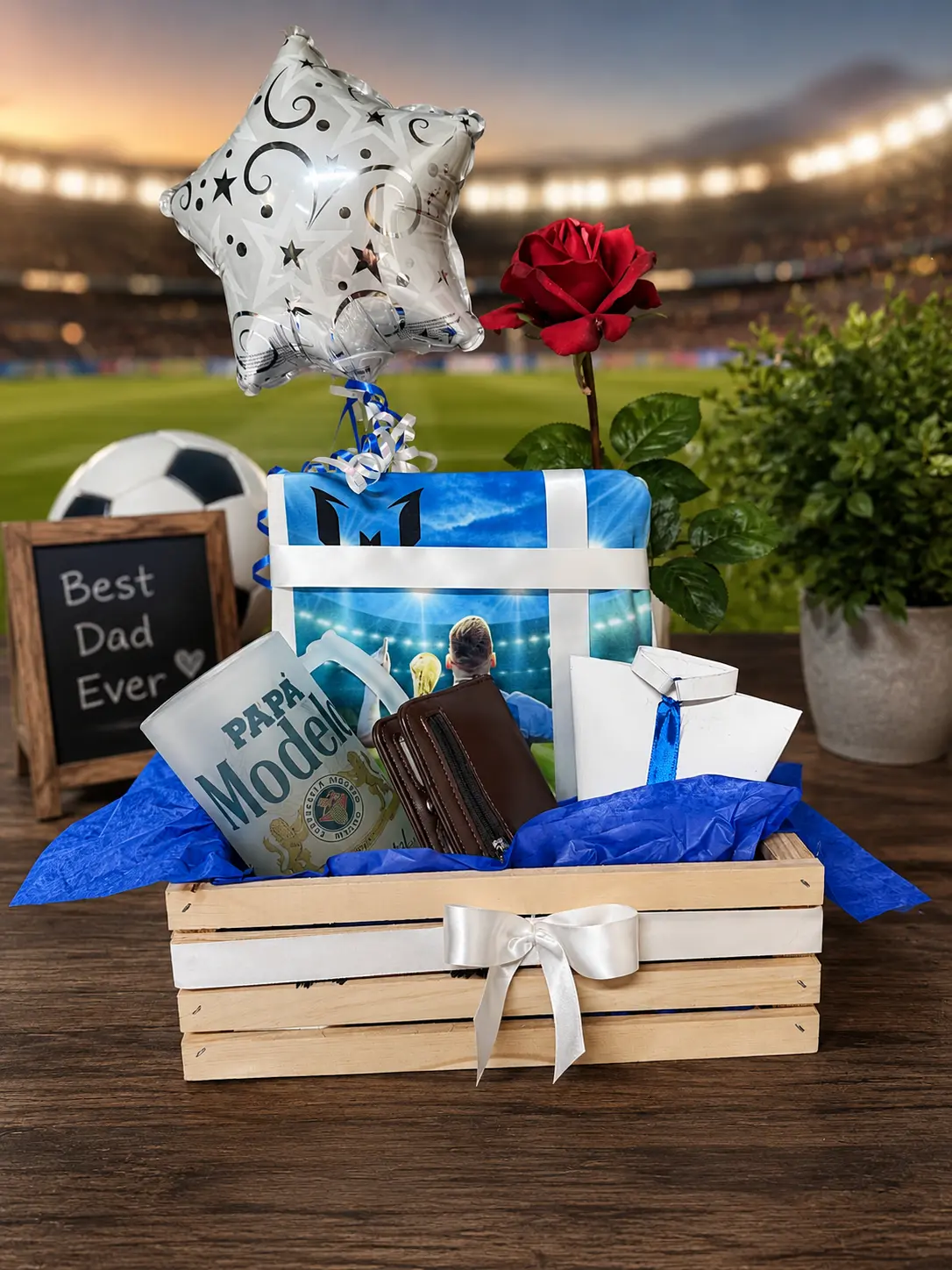 NORELD Soccer Fan Gift Basket for Dad | Personalized Father's Day Gift Box