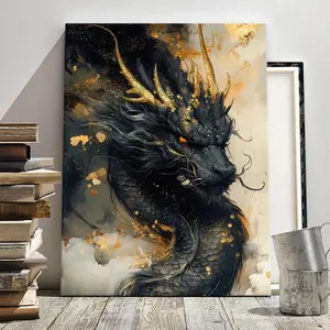 Wooden Framed Canvas Painting, Dragon Pattern Wall Art, Canvas Prints, Modern Art Decoration, Living Room Bedroom Decoration, Hallway Office Mural, Ideal Gift, Decorative Artwork, Ornaments
