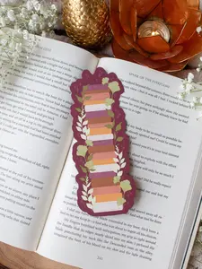 Autumn Maroon Bookstack Bookmark for Fall Loving Fantasy and Romantasy Booktok Readers