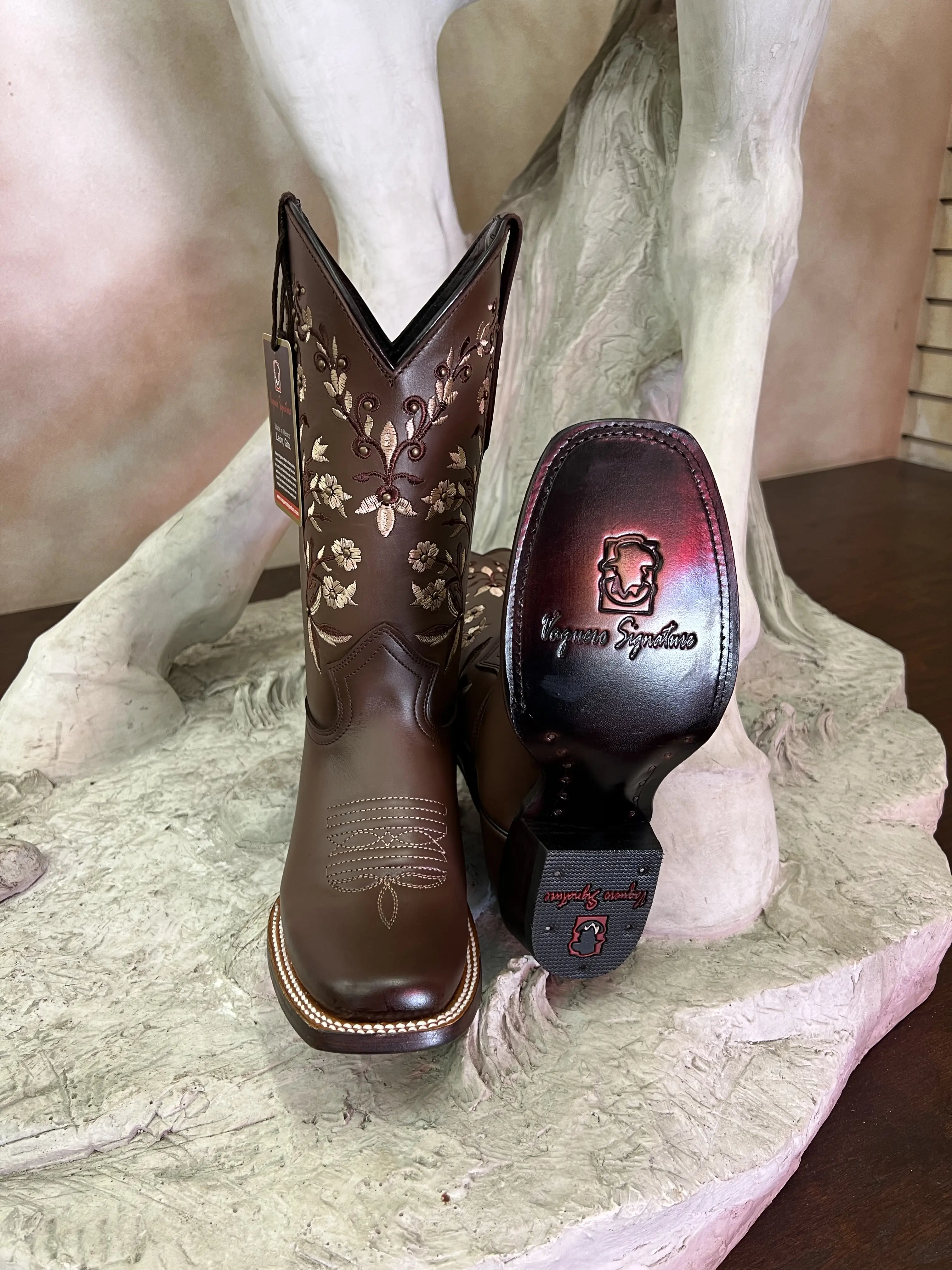 2451153150 - Vaquero Signature, Women's Rodeo Square Toe Boots Flor Entera Cafe Difuminado