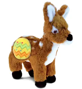 DOLLIBU 10-Inch Super Soft Standing Polyester Deer Stuffed Toy, Includes Yellow Easter Egg, Ideal Themed Personalized Gift for Kids, Easter Eggs