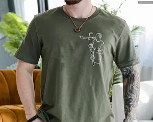 Custom Father and Child Line Art Shirt, Personalized Dad Portrait Tee, Minimalist Family Outline Apparel, Personalized Keepsake Clothing, Custom Family Photo Outline Shirt, Minimalist Graphic Top