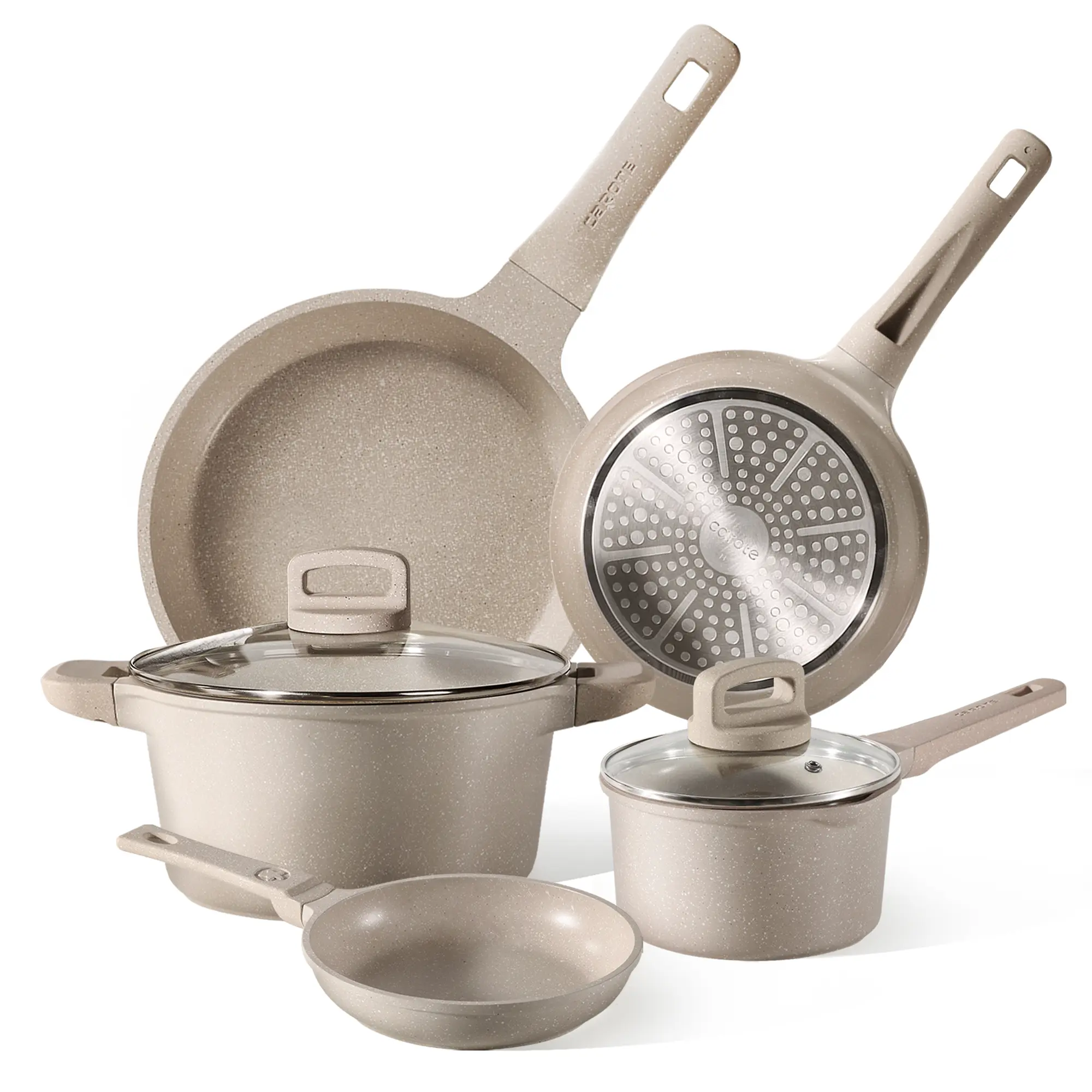 7-Piece Nonstick Cookware Set – Black Induction-Compatible Pots and Pans for Effortless Cooking