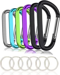 Caribeaner Clip,3" Large Aluminum D Ring Shape Carabeaner with Keyring Keychain Hook