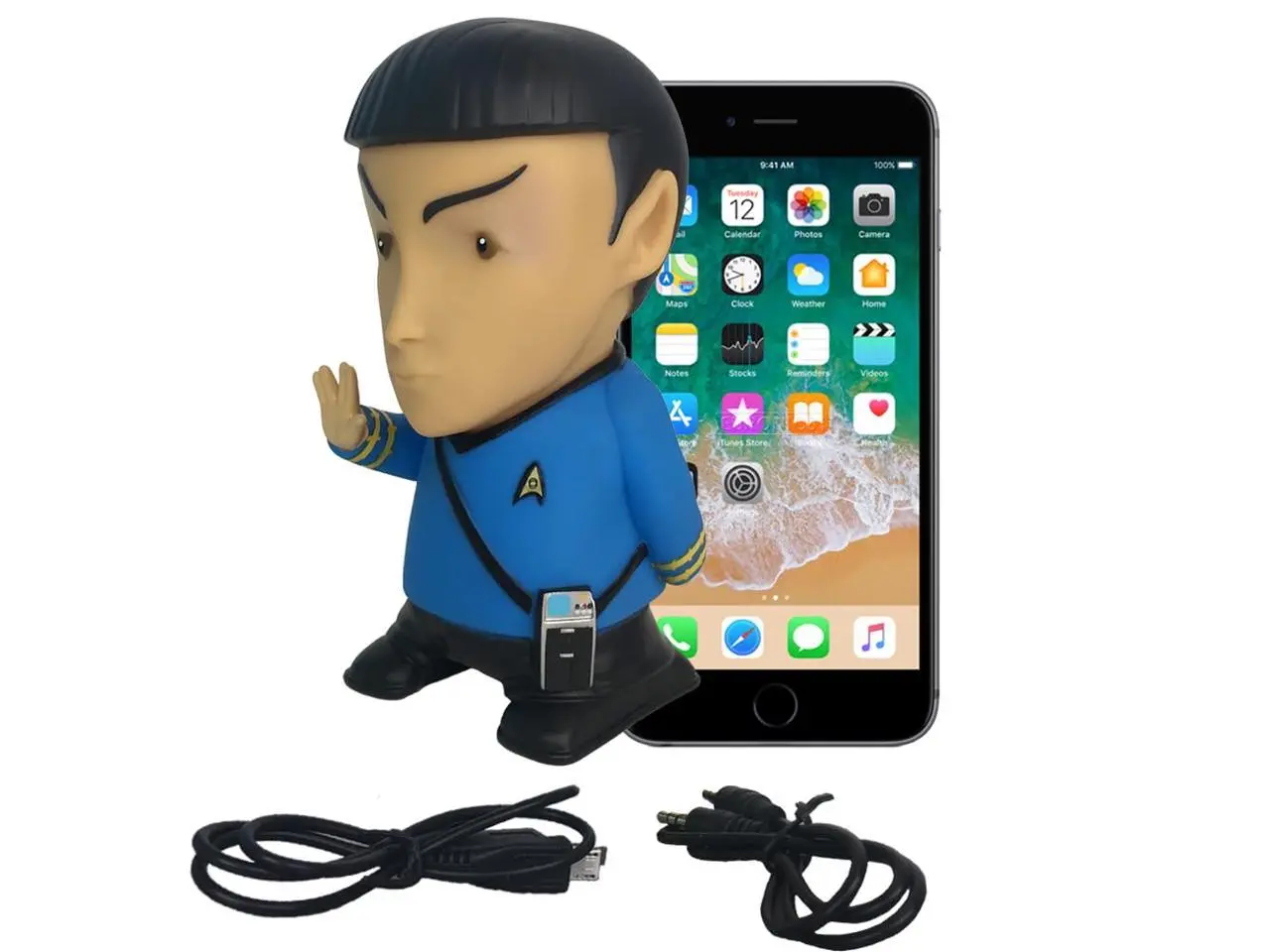 Fametek STSPK  Star Trek Babblers - Mr. Spock 6" Talking Bluetooth Figure Speaker with Sound Effects, Microphone and Authentic Spock Quotes