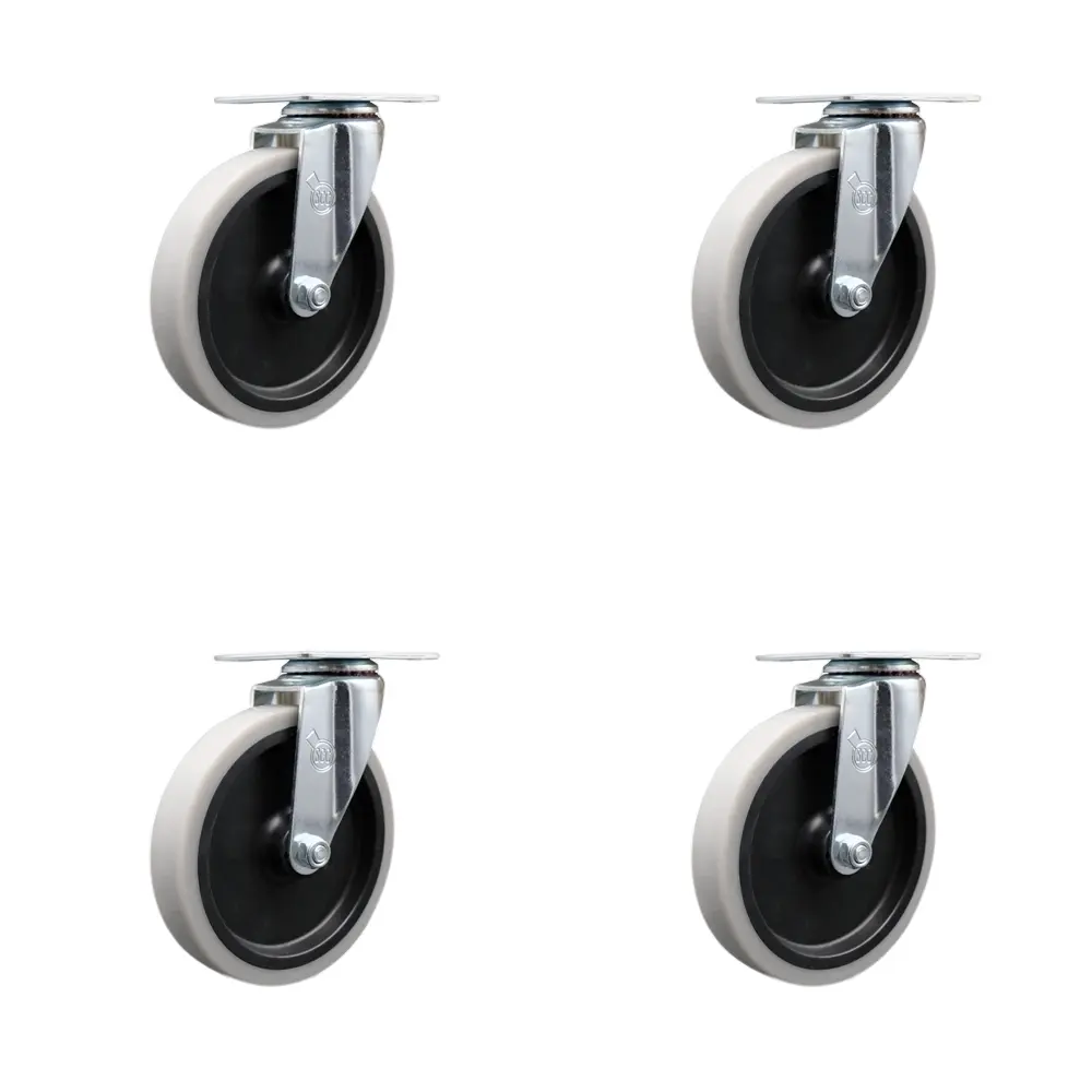 212 MAIN RUB-SCC-05S510-TPRS-4 4 Swivel Casters - 5 in. Thermoplastic Light Duty Cart Wheels, Rubbermaid 4400/4500 Series Fitting, 520 lbs Total, 130 lbs Per Caster, Non-Marking, Dual Bearings, Heat Treated Raceway, Set of 4