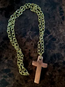 Copper Cross Necklace With Gold Chain