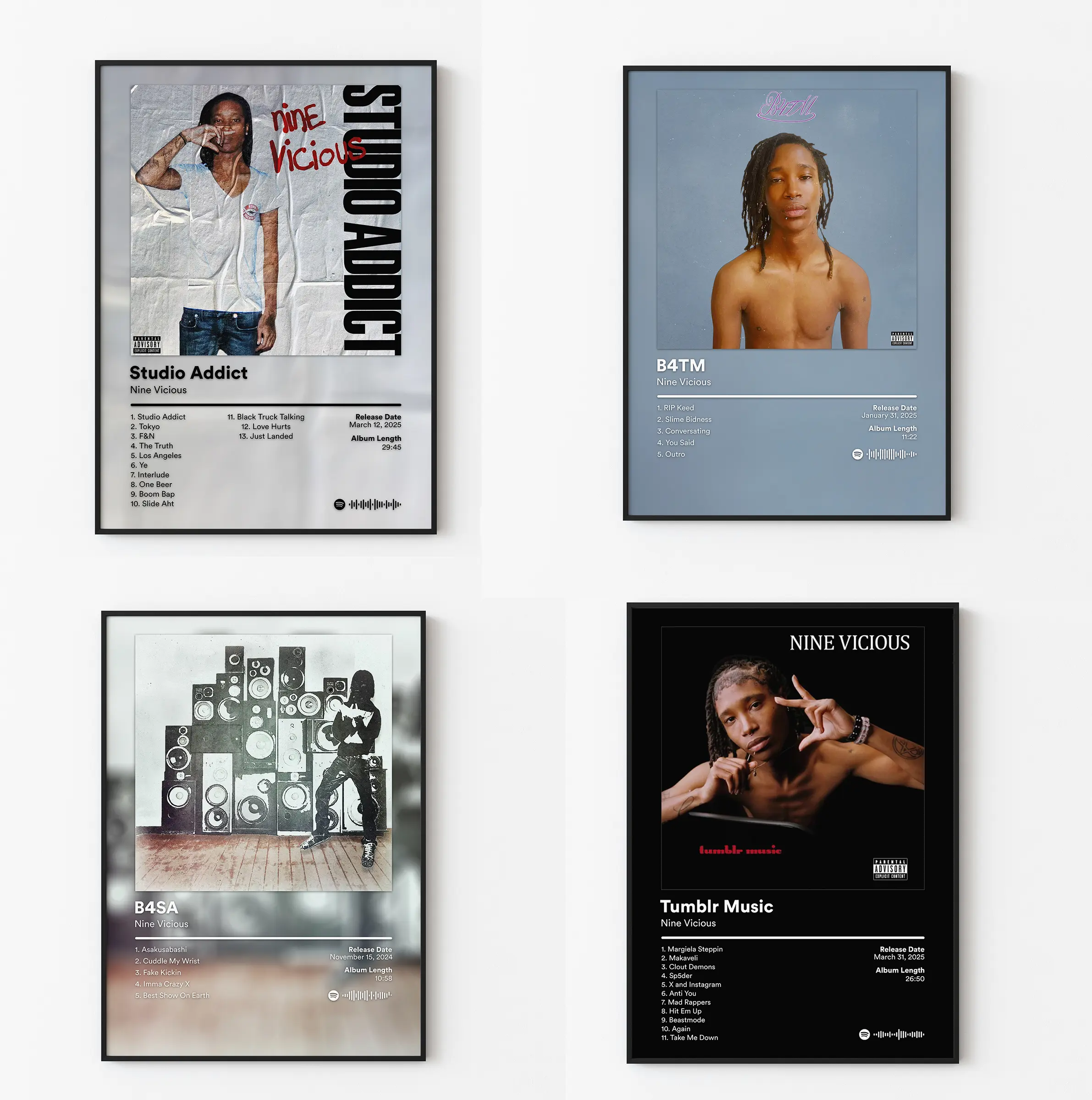 Nine Rapper Music Album Cover Wall Art Poster HD Print Unframed Aesthetic Room Home House Modern Wall Decor Trendy Gift For Fan.