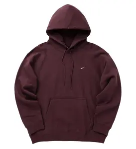 Nike Solo Swoosh Fleece Hooded Sweatshirt Burgundy
